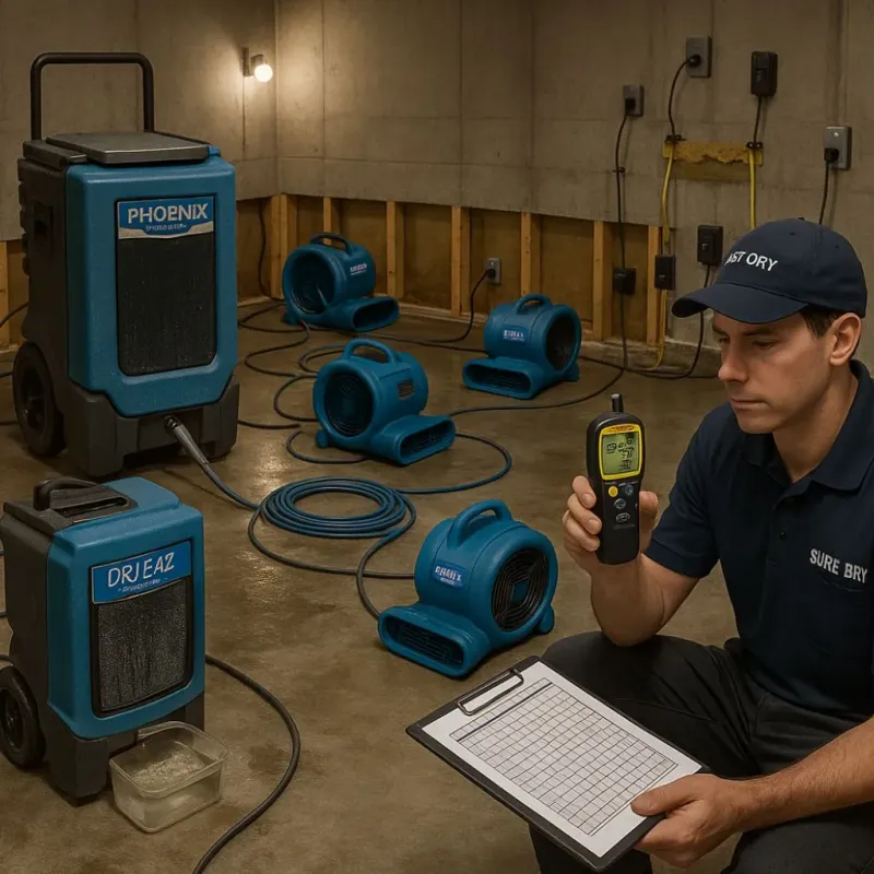 Structural Drying and Dehumidification process in Clyde Hill, WA